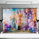 Lofaris Pink Castle Birthday Cake Smash Backdrop For Girl